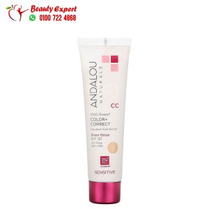 Andalou Naturals, 1000 Roses, CC Color + Correct, Sensitive, SPF 30, Sheer Beige, 2 fl oz (58 ml) , to protect from sun